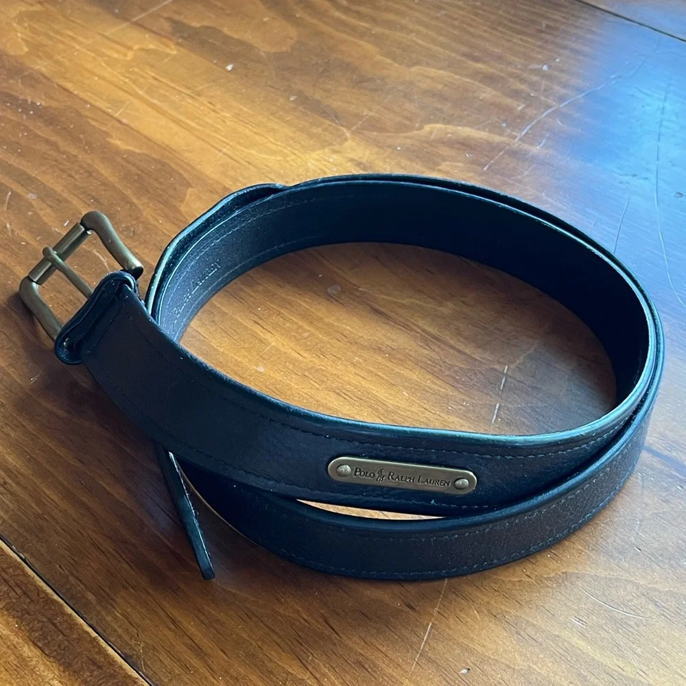 Polo Ralph Lauren Italian Black Leather Belt Sz 42